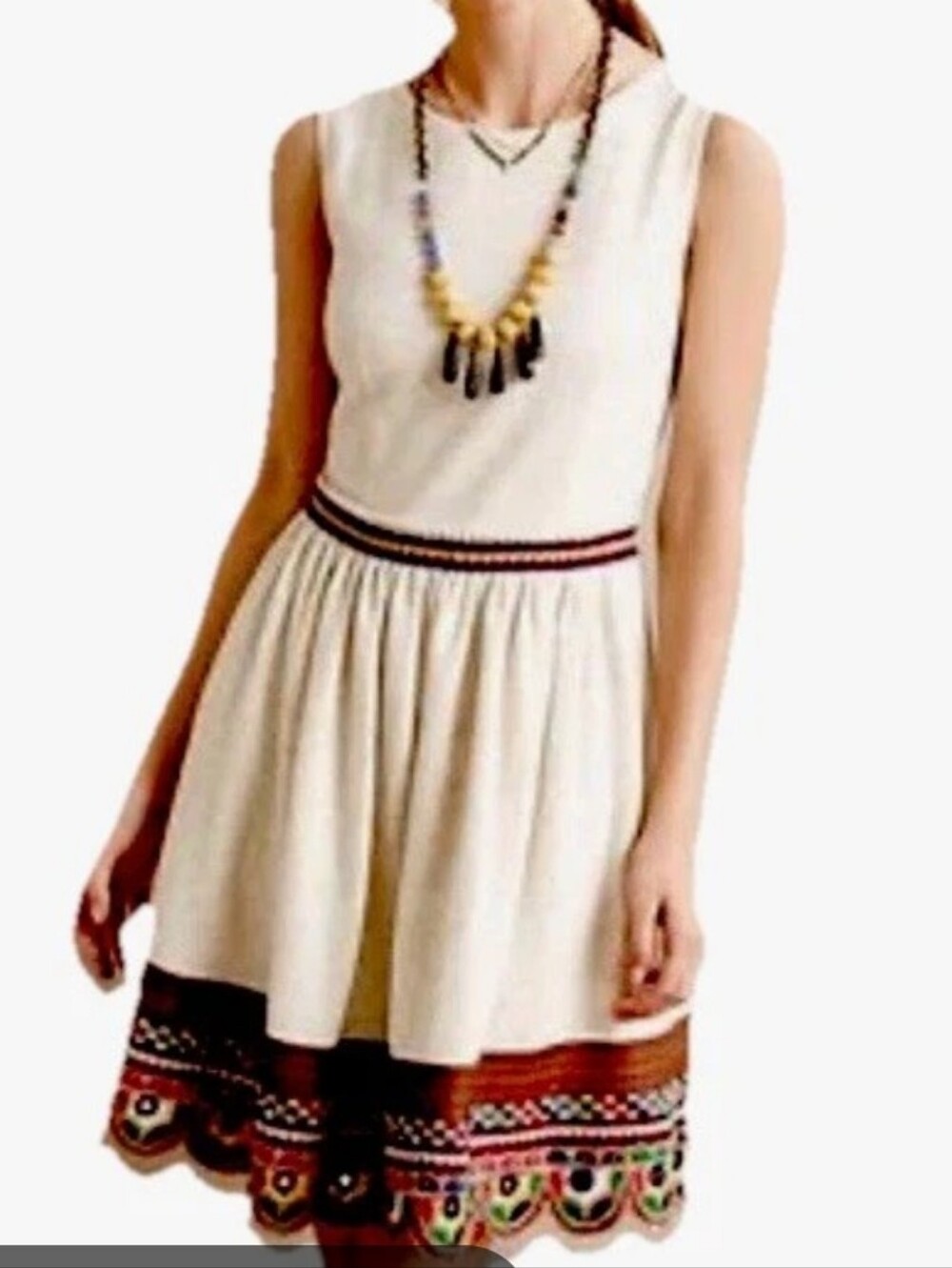 Anthropologie Let Me Be Linen Blend Embroidered Midi Dress - Picture 1 of 5